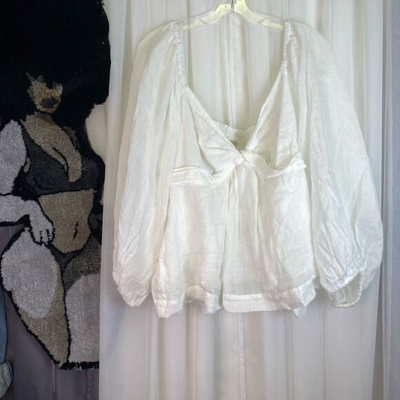 Banana Republic White Blouse with Puff Sleeves - Picture 1 of 12